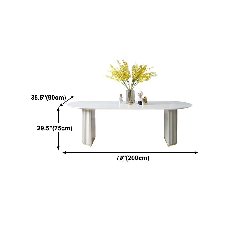 Contemporary White Standard Dining Table Irregular Sintered Stone Dining Table for Kitchen
