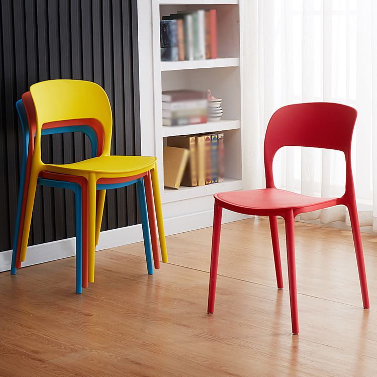 Contemporary Plastic Dining Room Chairs Armless Open Back Dining Side Chair for Room Use