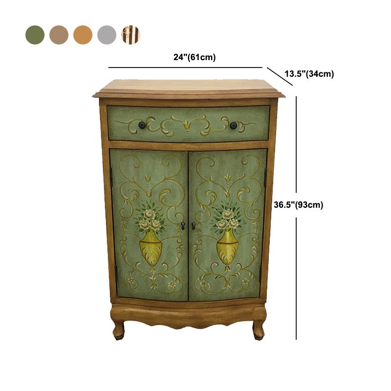 Mid-Century Modern Rectangle Cabinet Wood Side Cabinet with Drawer