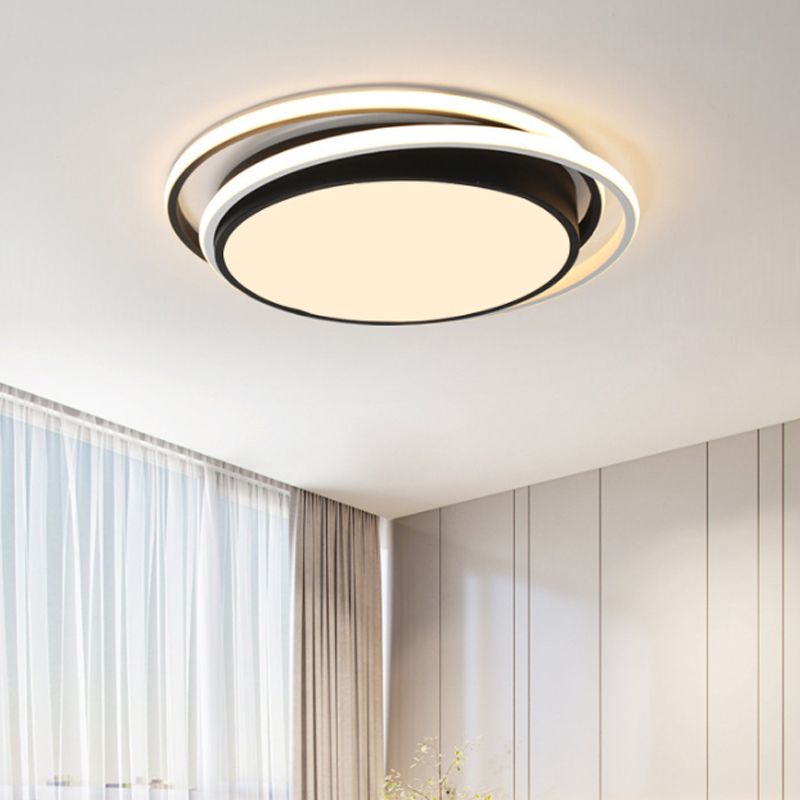 15 "/19" W W Extra - Thin Round Flush Light Minimalism Acrylic Hotel LED Tetto montato con Glowing Hoop in Black / White / Gold