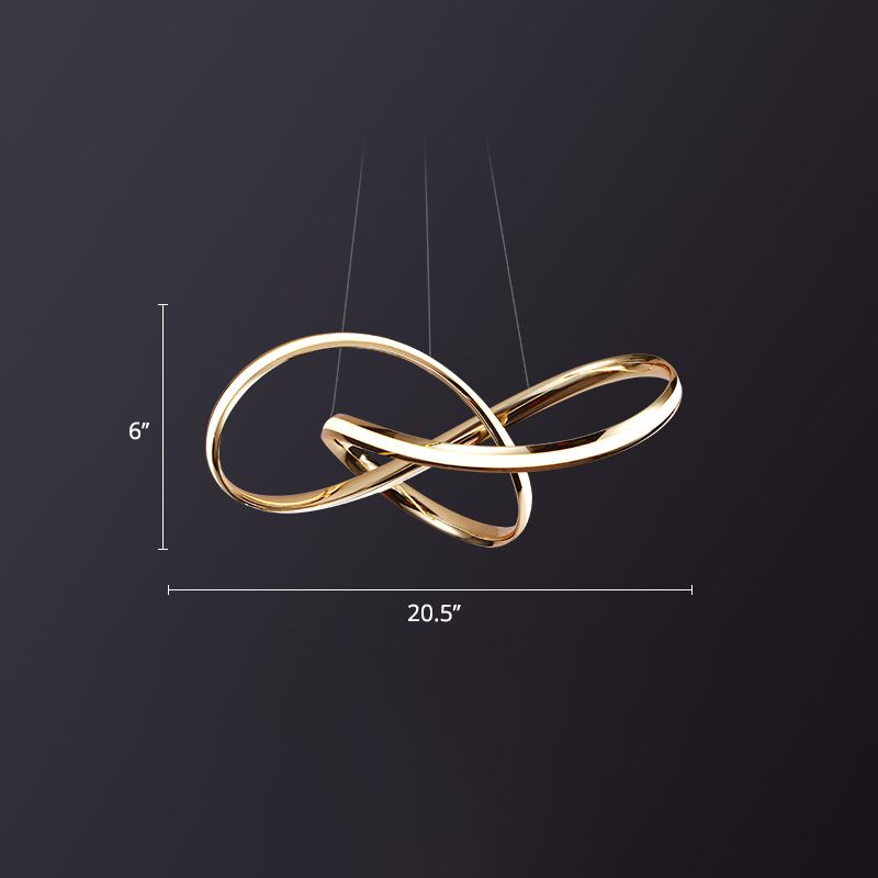 Twist Aluminum Chandelier Artistic Gold LED Hanging Ceiling Light for Dining Room