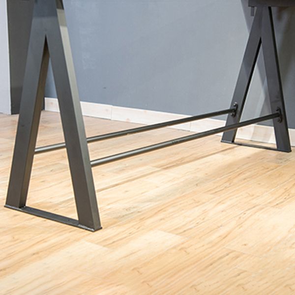 Rectangle Pine Wood Top Bar Table Modern Bar Table with Trestle Base in Black