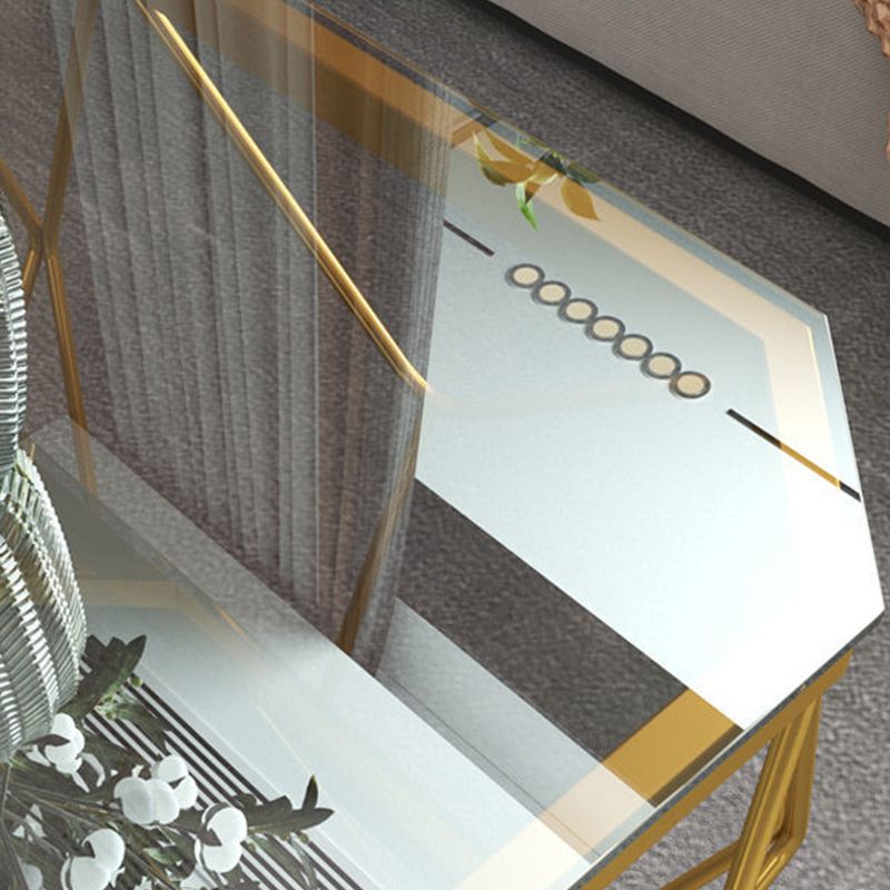Modern Style Rectangular Glass Table Abstract Base Coffee Table