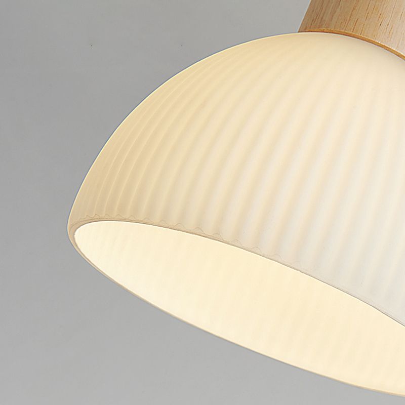 Contemporary Glass Shade Semi Flush Wooden Semi Mount Lighting for Living Room