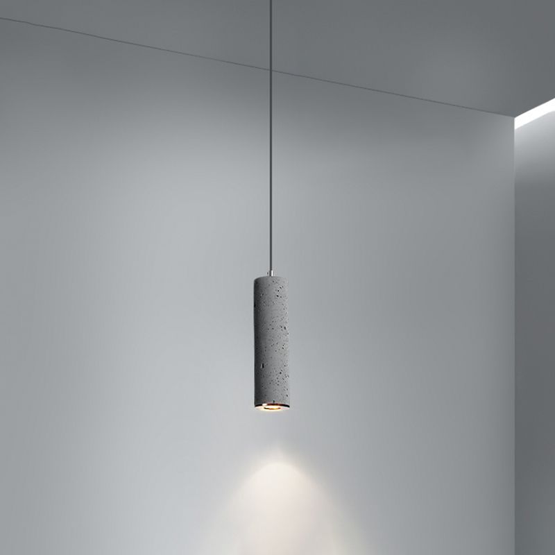 Cylinder Dining Room Ceiling Light Cement Nordic Style Hanging Pendant Light in Grey