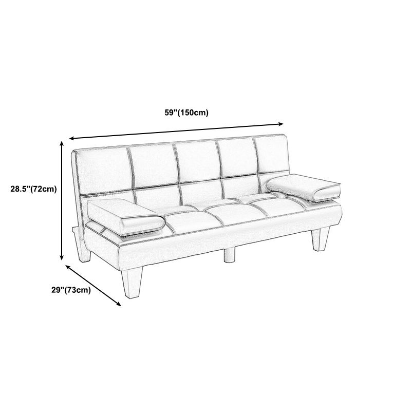 Foldable Faux Leather Pillow Top Arm Loveseat with Biscuit Back for Living Room