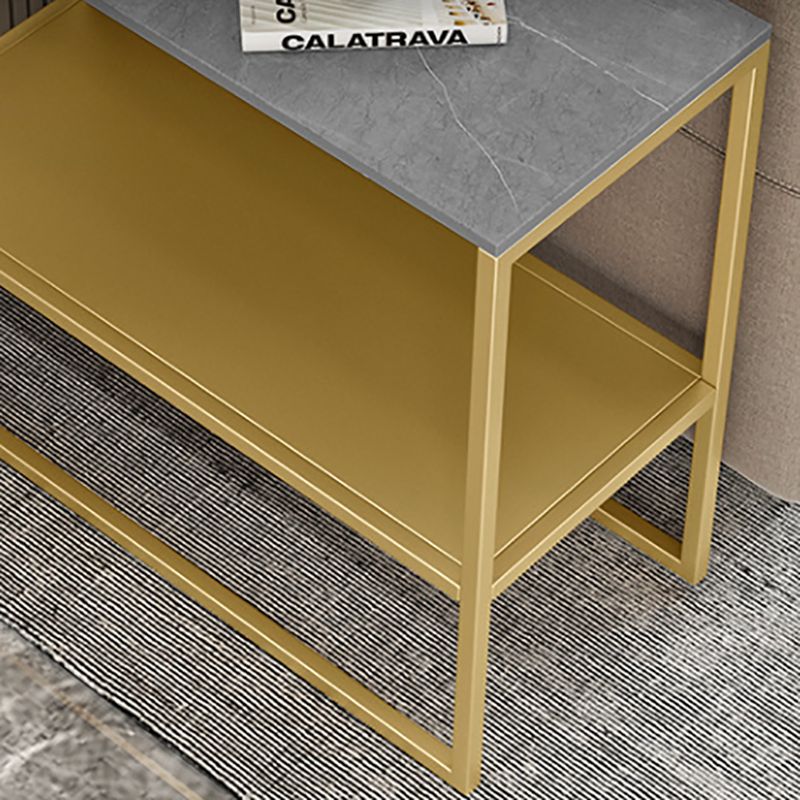 Contemporary Sled with Shelf Rectangular Double Tier Living Room Side Table