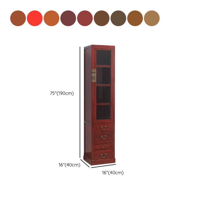 74.8" Tall 4 -drawer Accent Cabinet Solid Wood Glass Paned Chest