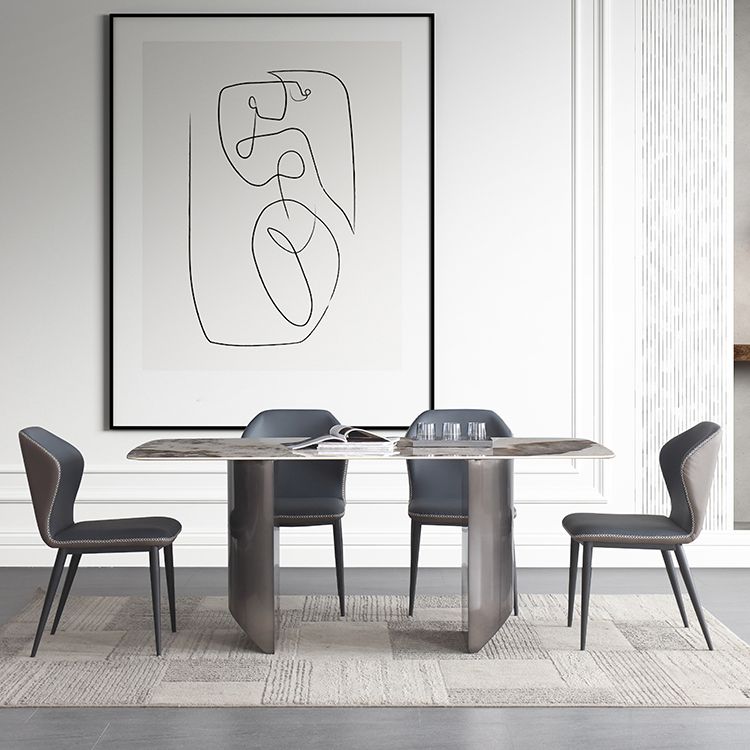 Modern Sintered Stone Top Dining Set Rectangle 1/4/5/7 Pieces Dining Room Table Set
