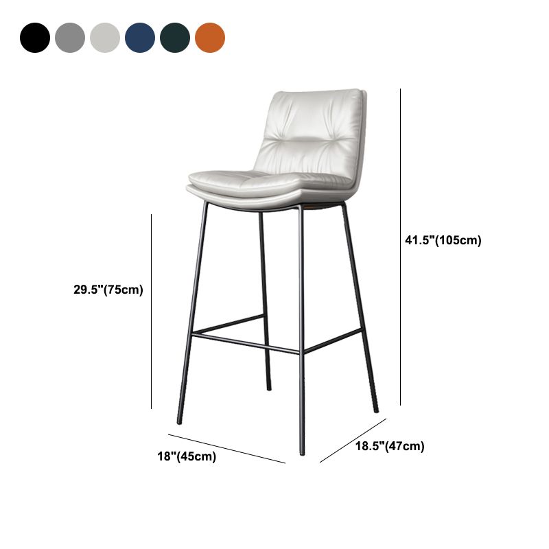 Scandinavian Metal Barstool Faux Leather Counter Stool With Iron 4 Legs