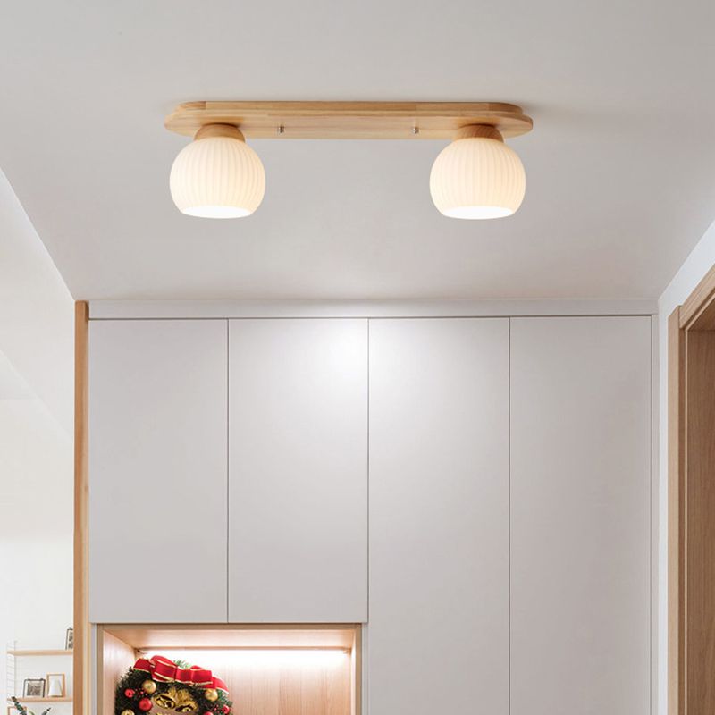 Drum Shape Glass Flush Ceiling Light Modern Multi Lights Flush Mount Light Fixture