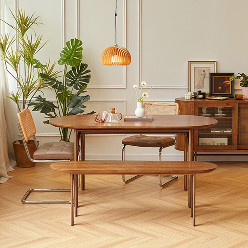 Modern Solid Wood Dinner Room Kitchen Table Oval Dinette Table in Natural