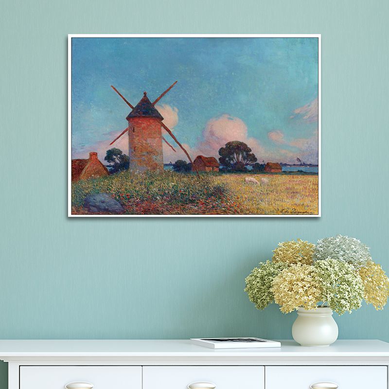 Blue Lighthouse Landscape Painting Impressionism Textured Bedroom Wall Art