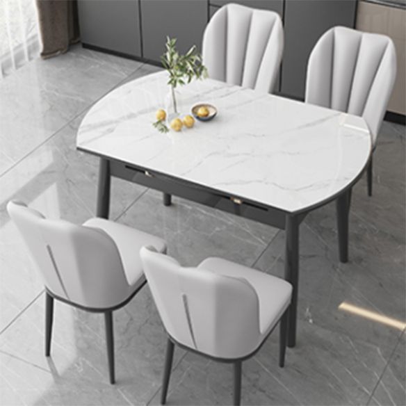 Cocina Mesa de comedor de piedra sinterizada moderna de altura tradicional con juegos de comedor que ahorra espacio