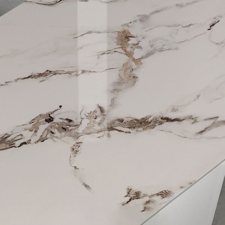 Juego de comedor de rectángulo de piedra sinterizada moderna altura estándar Piernas negras Juego de comidas en el hogar