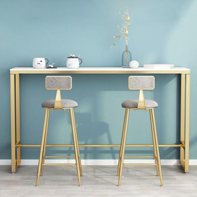 Stone Rectangle Bar Dining Table Modern Bar Table with Trestle Base