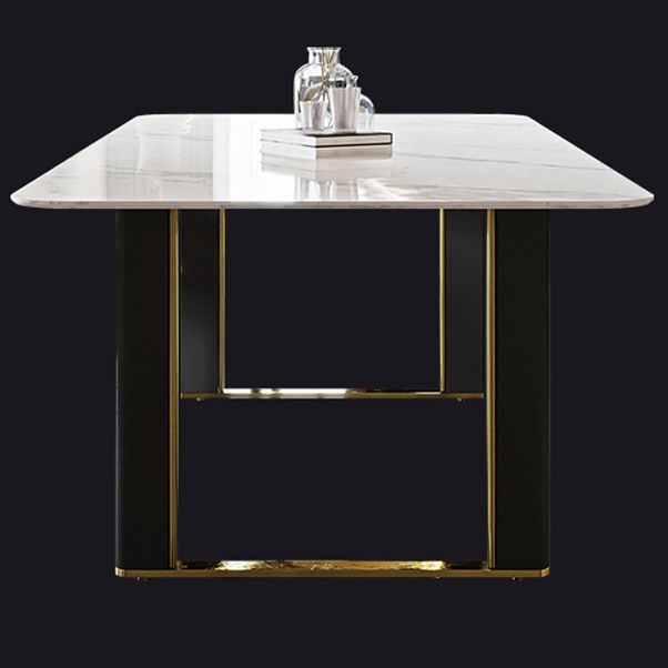 Traditional Luxury Dining Table Rectangle Sintered Stone Dining Table with Sled Base