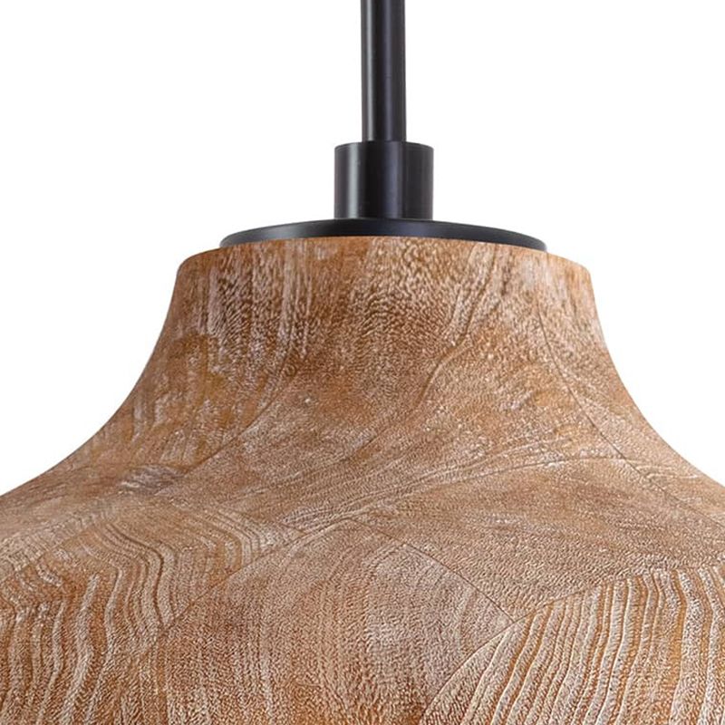 Luce sospesa in legno cono 1 lampadina lampadina con tonalità in vetro globo per sala da pranzo