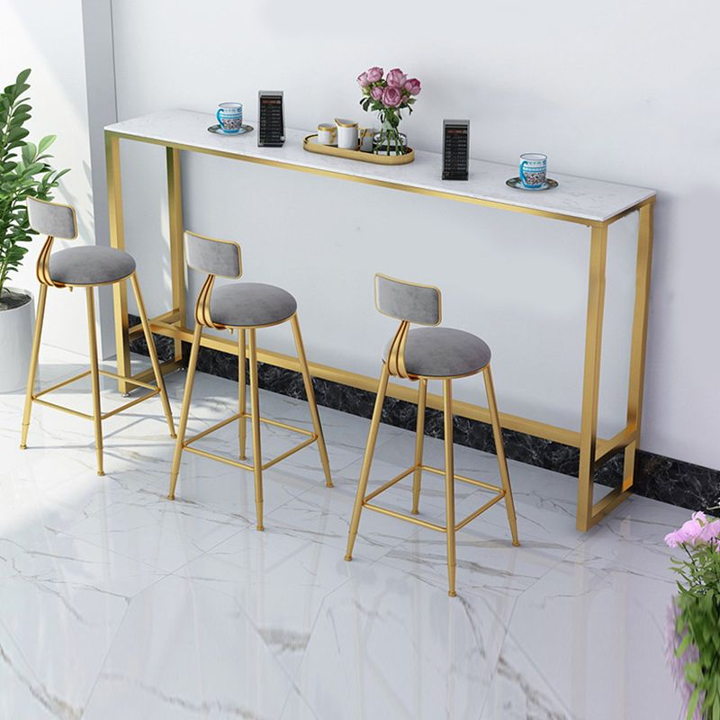 Glam Bar Height Table Faux Marble Top Bistro Bar Table with Trestle Base