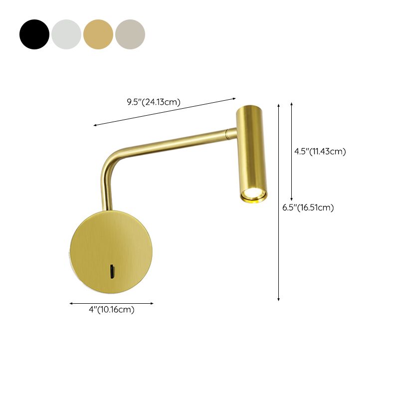 Modern Style Cylinder Shade Wall Lamp Metal 1 Light Sconces for Bedroom