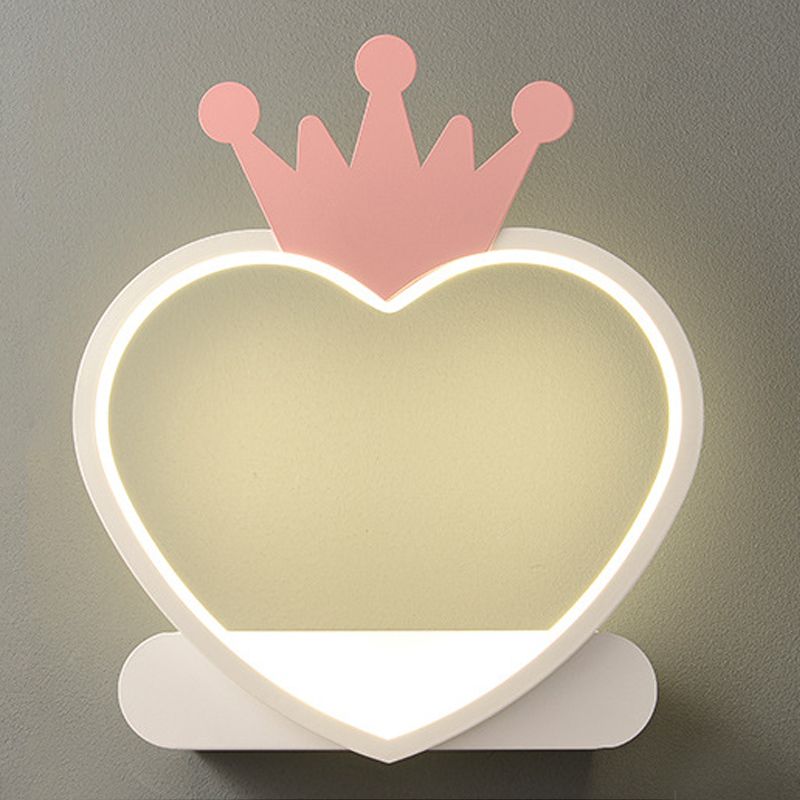 Heart-shaped 1-Light Wall Sconce Kids Style Metal Wall Light Fixture without Decorations