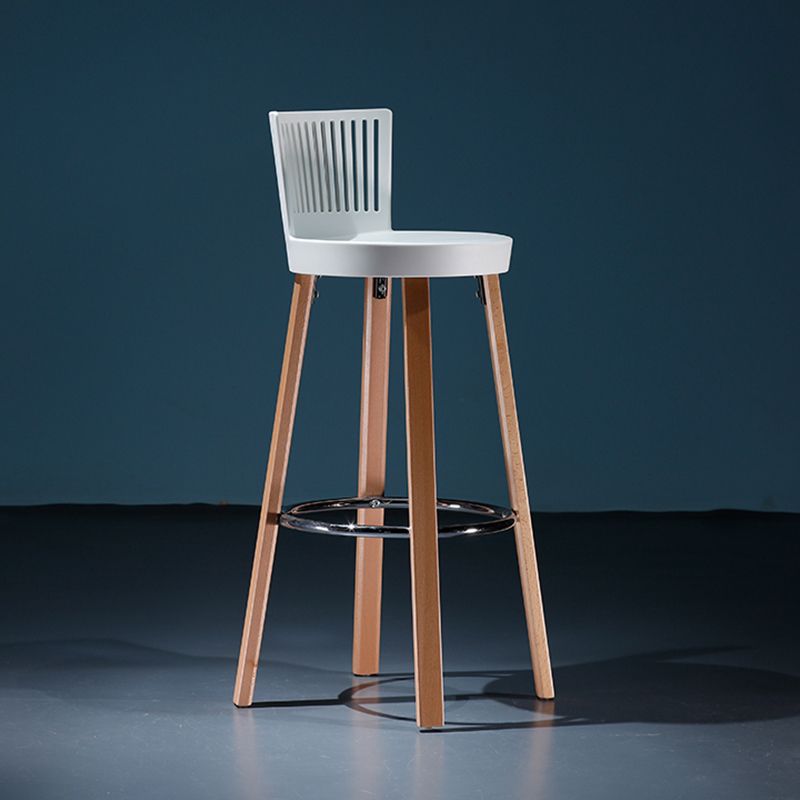 Modern Wooden Bar Stool 38" Height Backrest Armless Counter Stool with Plastic Cushion