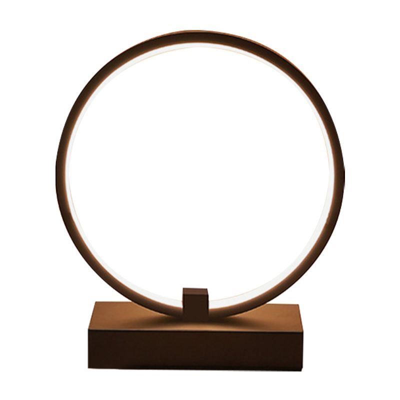 Lámpara de tarea LED contemporánea Lámpara de mesa redonda blanca/negra con tono acrílico, luz cálida/blanca