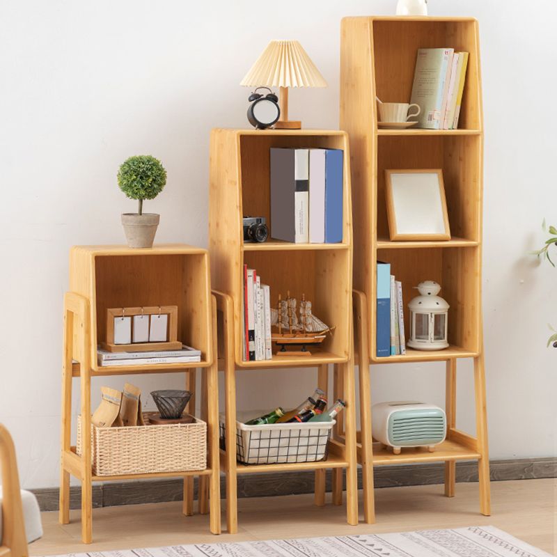 Closed Back Bamboo Bookshelf Contemporary Vertical Bookcase with Shelves