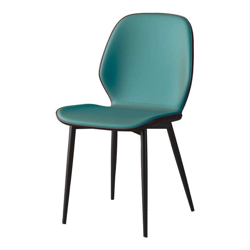 Eigentijdse eetkamerstoel armloze wingback zijstoel met metalen benen voor keuken
