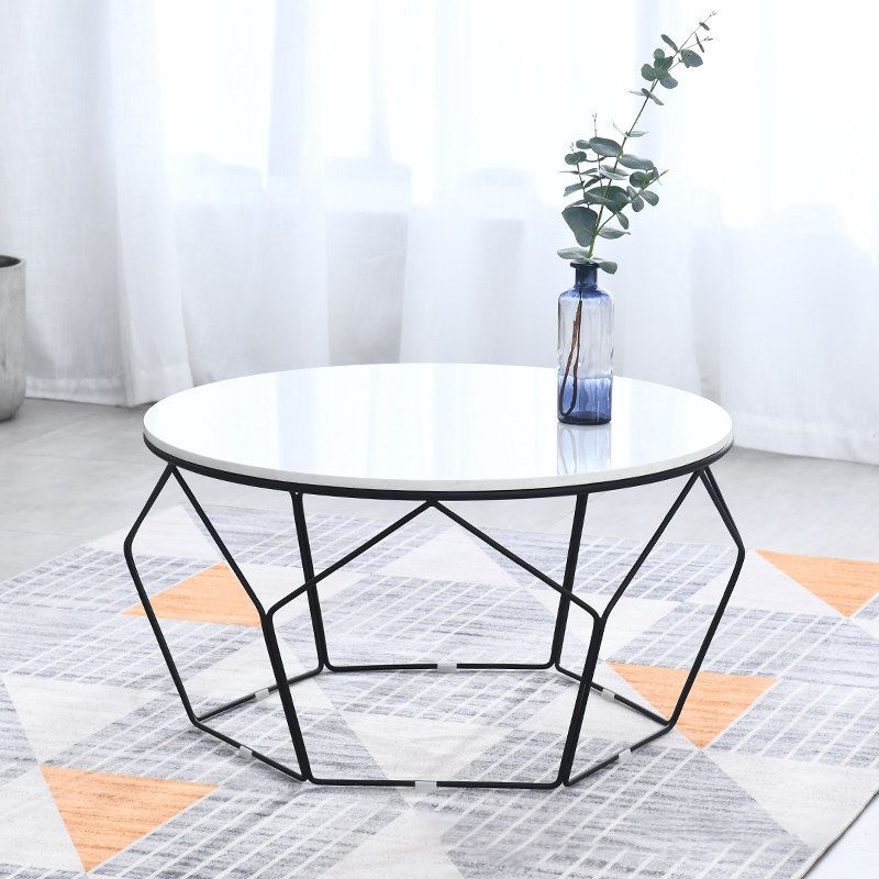 Round Coffee Table Minimalist Coffee Table for Living Room in White