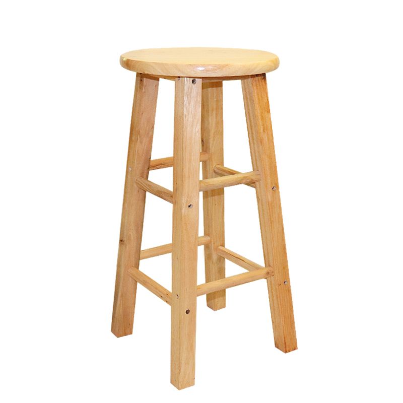 Modern Armless Backless Counter Stool Wood Cashier Bar Stool with Wooden Seat and Pedal