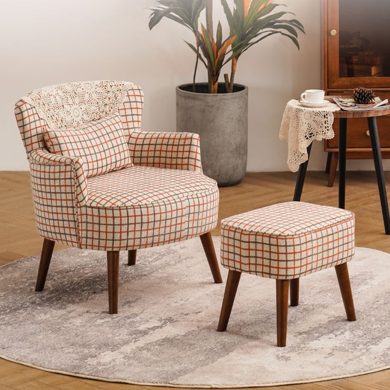 Fixed Back Accent Room Chair Arms Included Lounge Accent Chair with Pillow