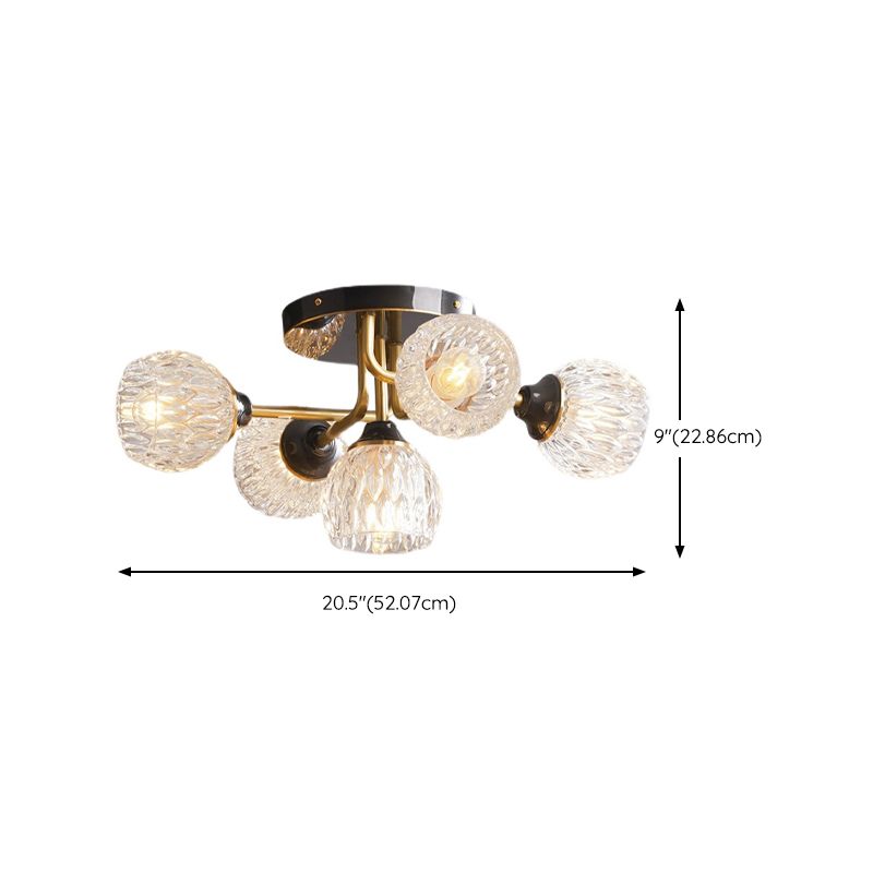 Modern Simple Black Ceiling Light Ball Shape Glass Shade Ceiling Lamp for Bedroom