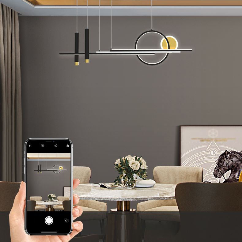 Idee per illuminazione dell'isola lineare contemporanea Kit di luce appesa in alluminio a LED per sala da pranzo