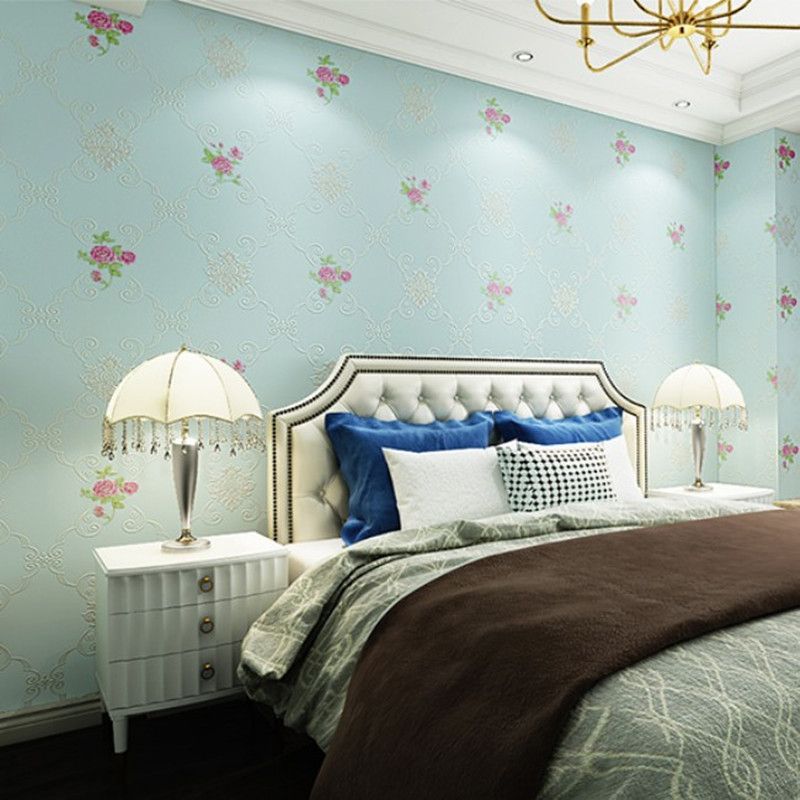 American Countryside Wallpaper Non-Pasted 20.5"W x 33'L 3D Floral Print for Bedroom and Dining Room