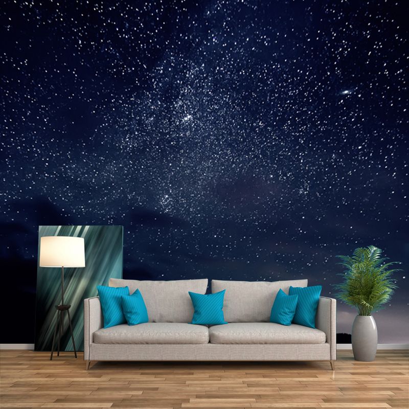 Blue-Black Starry Sky Mural Stain Resistant Wall Art for Living Room, Made to Measure