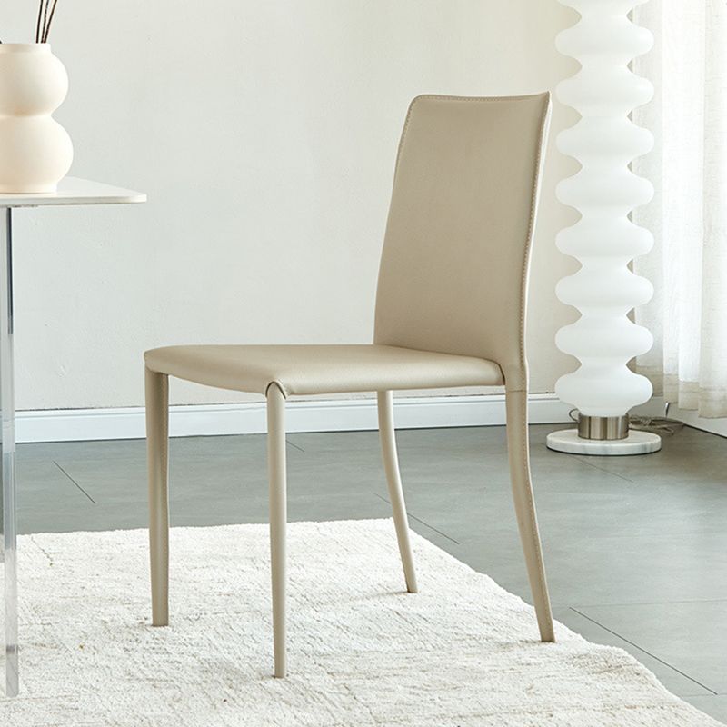 Modern Leather Side Chair Solid Back Dining Chair for Dining Room