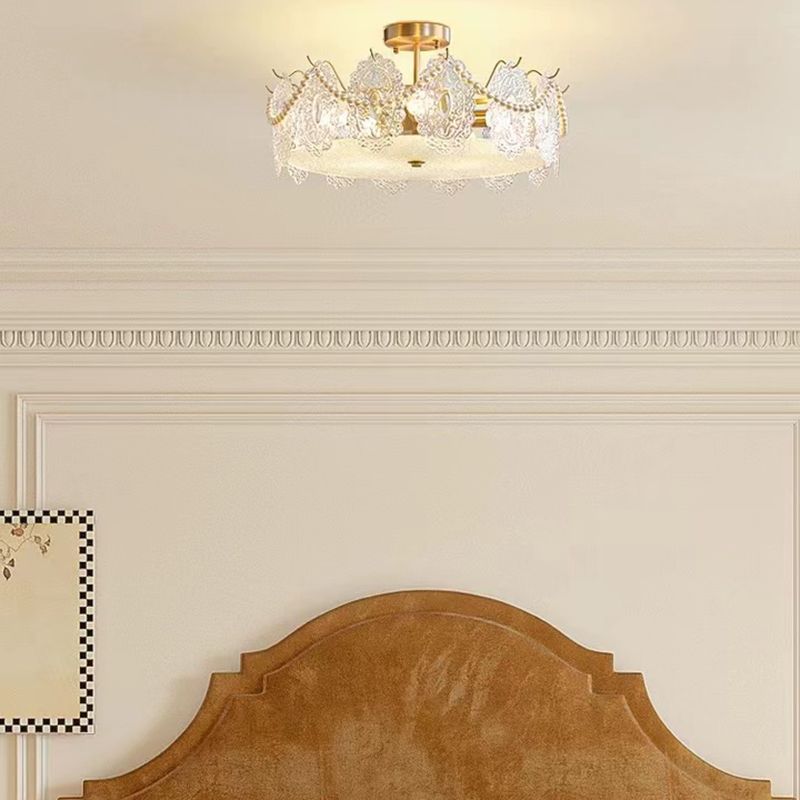 Contemporary Creative Ceiling Lamp Glass Shade Flush Mount Light Fixture