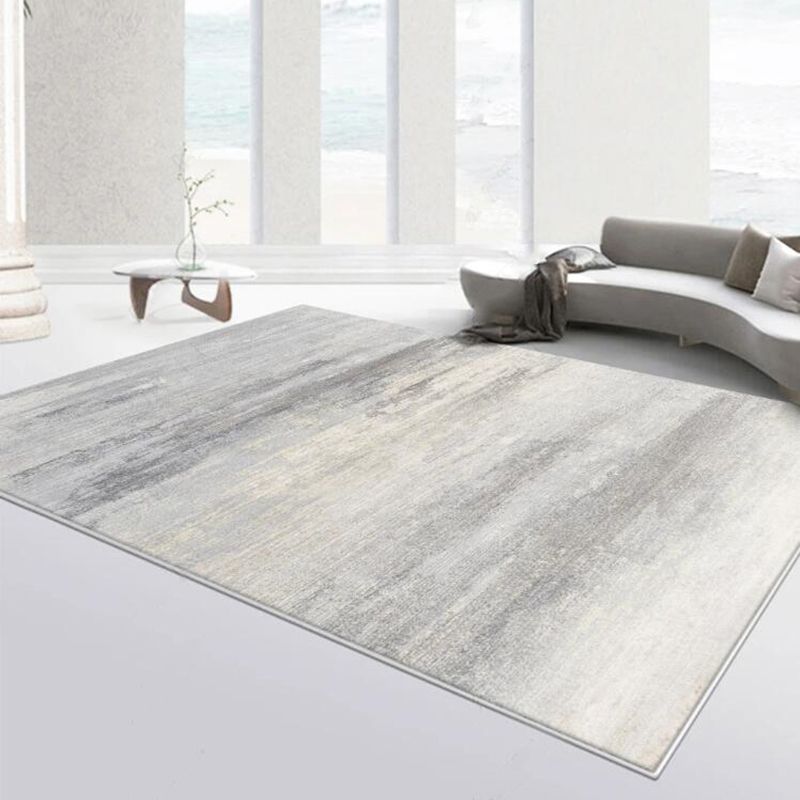 Modern Living Room Carpet Antique Gray Tone Watercolor Rug Polyster Stain Resistant Indoor Rug
