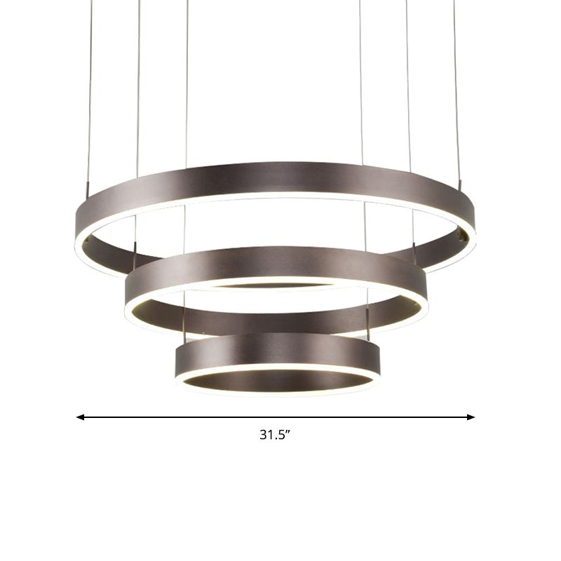 Modern 1/2/3-Light Suspension Pendant with Acrylic Shade Coffee Ring Chandelier Light in Warm/White Light