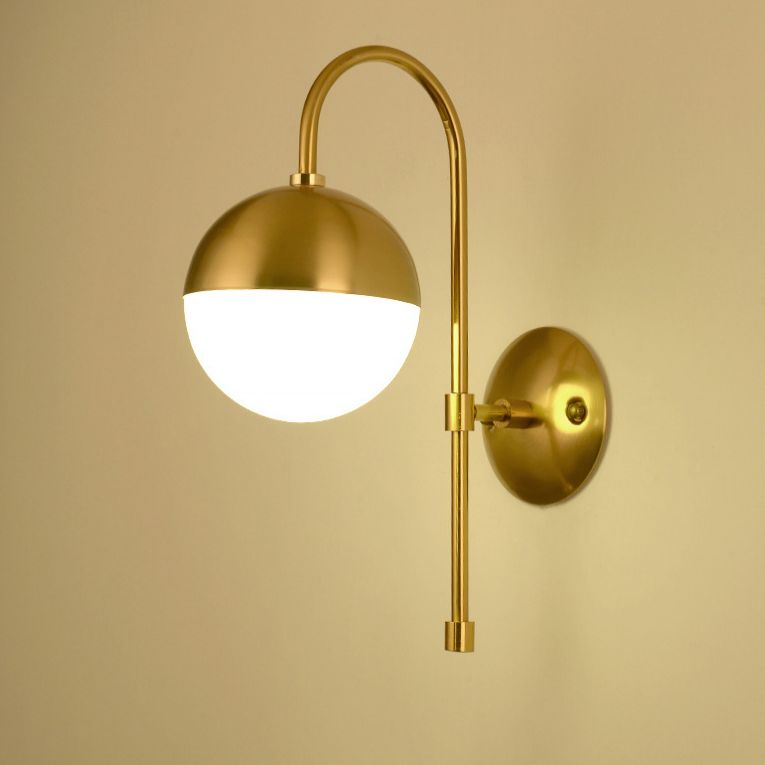 Nordic Simplicity Gooseneck Wall Lights Milky Glass Sconce Light Fixtures for Bedroom