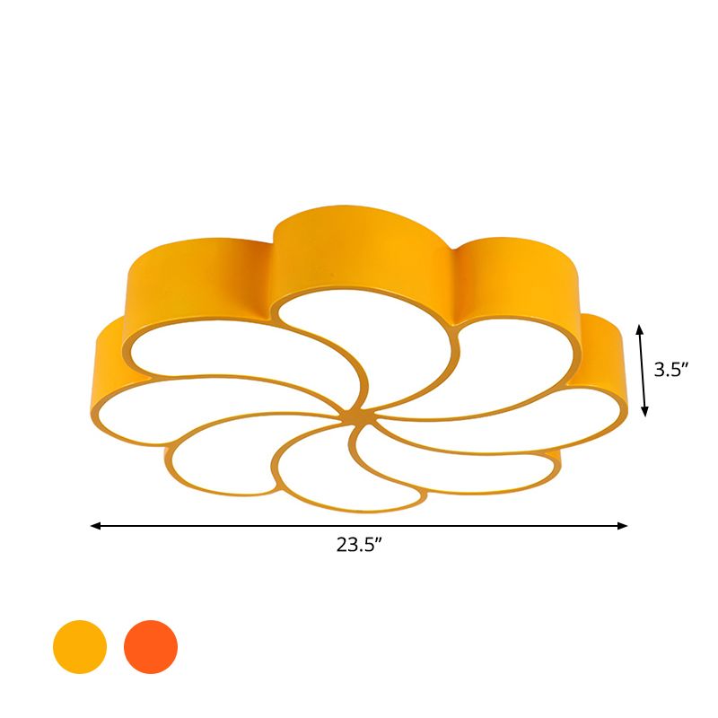Acrylic Spiral Flower Flush Light Fixture Kids LED Flush Mount Lighting in Orange/Yellow