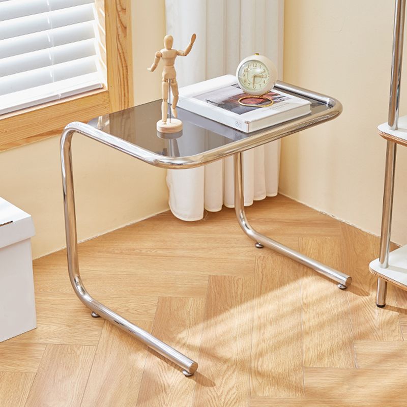 Modernistic Metal C Side Table Glass Top Side End Table for Living Room