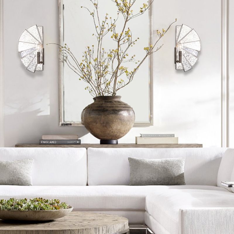 Kandelaar woonkamer muurlamp traditionele stijl metallic 1 licht zilveren sconce licht