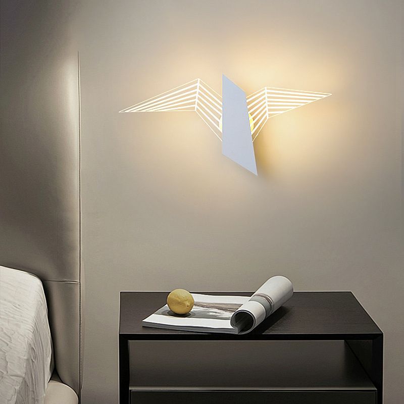 Metal and Acrylic LED Wall Flush Mount Contemporary in Black / White / Gold