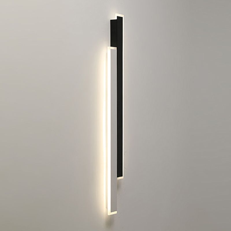 Metal Linear Shape Wall Light Modern 2-Lights Wall Mounted Light Fixture in Black