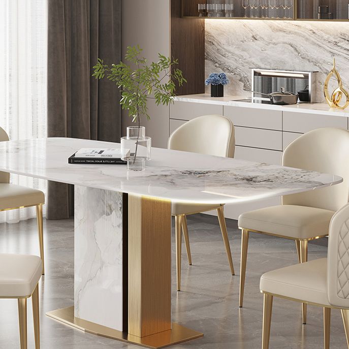 Glam Dining Table Set 1/4/5/7 Pcs Stone Dining Table with Armless Chairs