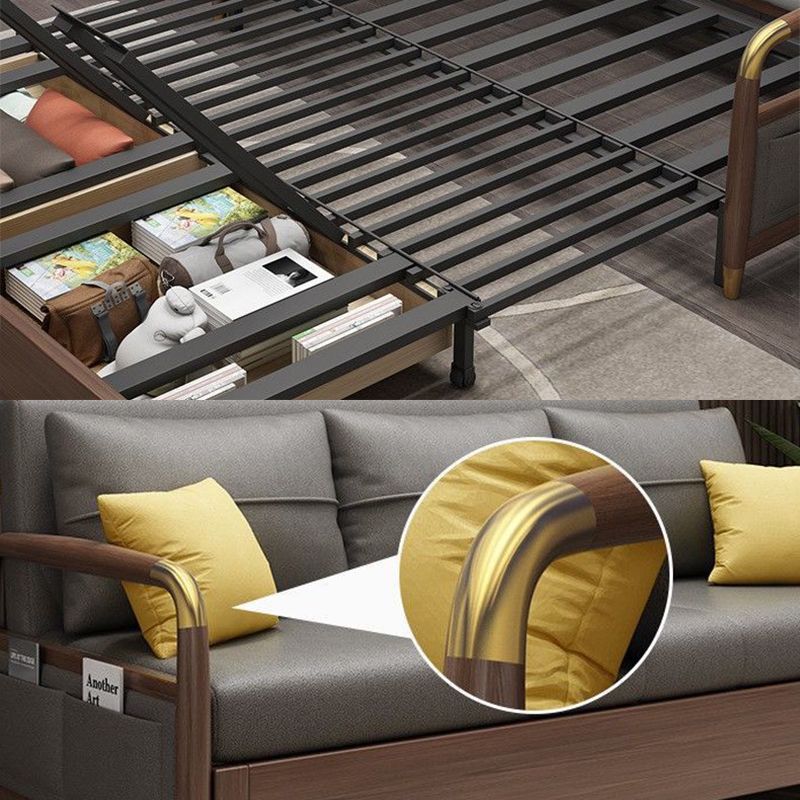 23.6"H Faux Leather Square Arm Convertible Sleeper Sofa for Living Room