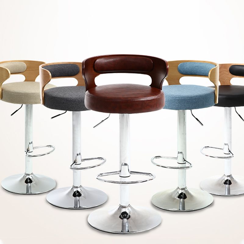 Modern Rotatable Backrest Counter Stool Steel Household Bar Stool with Cushion and Pedal