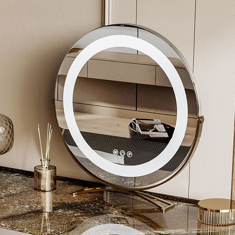 Slate Vanity Table 2-Drawer Stool Vanity Set with Lights Mirror